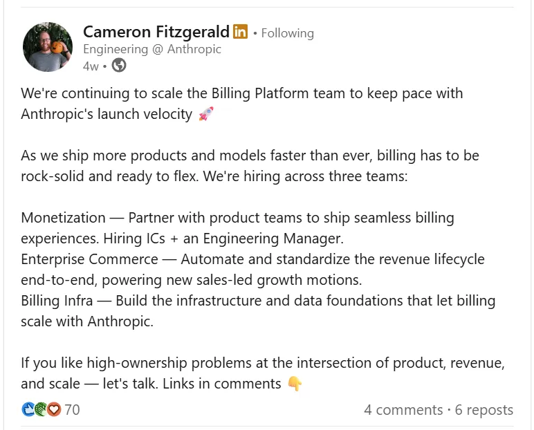 Anthropic Billing Team Structure Openings