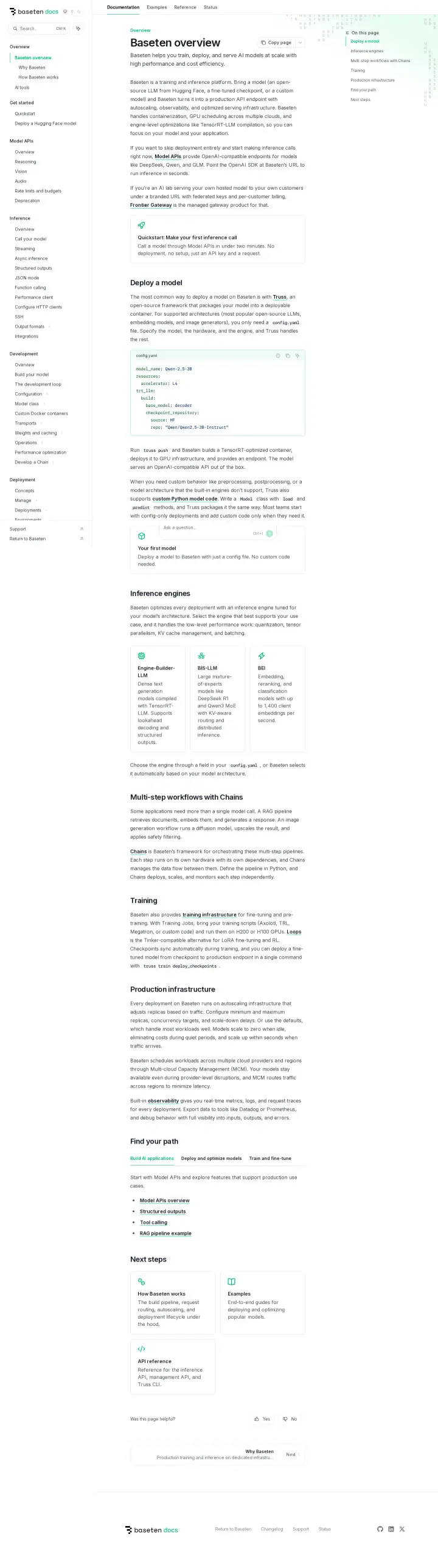 Baseten docs, captured Jul 21, 2026