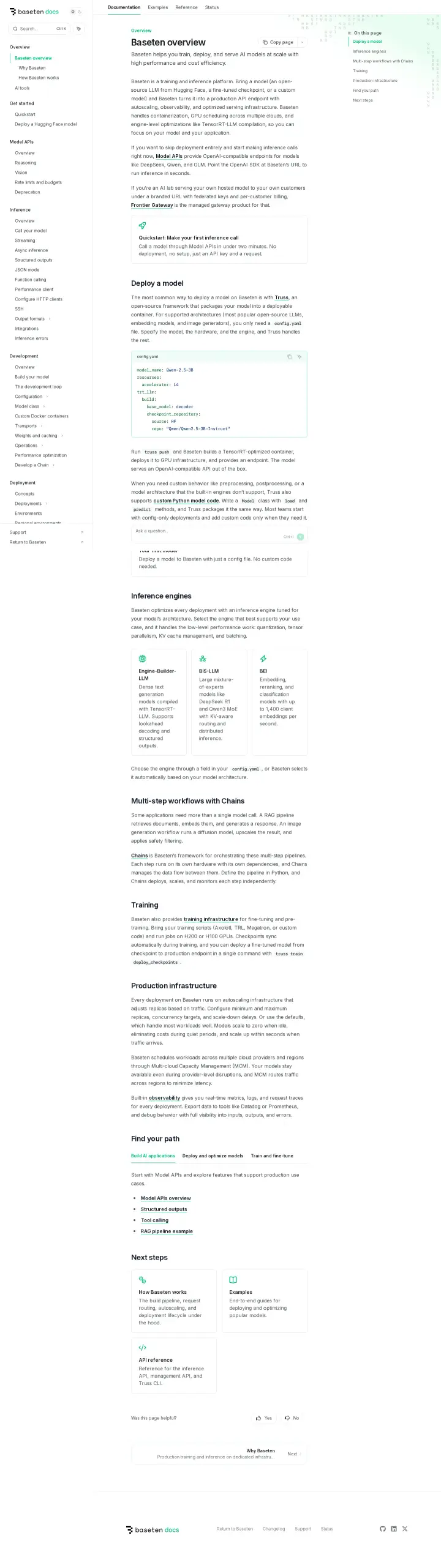 Baseten docs, captured Jul 6, 2026