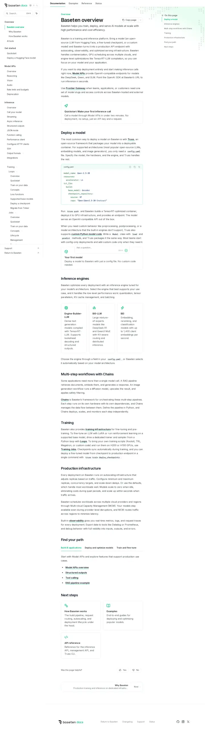 Baseten docs, captured Jul 29, 2026