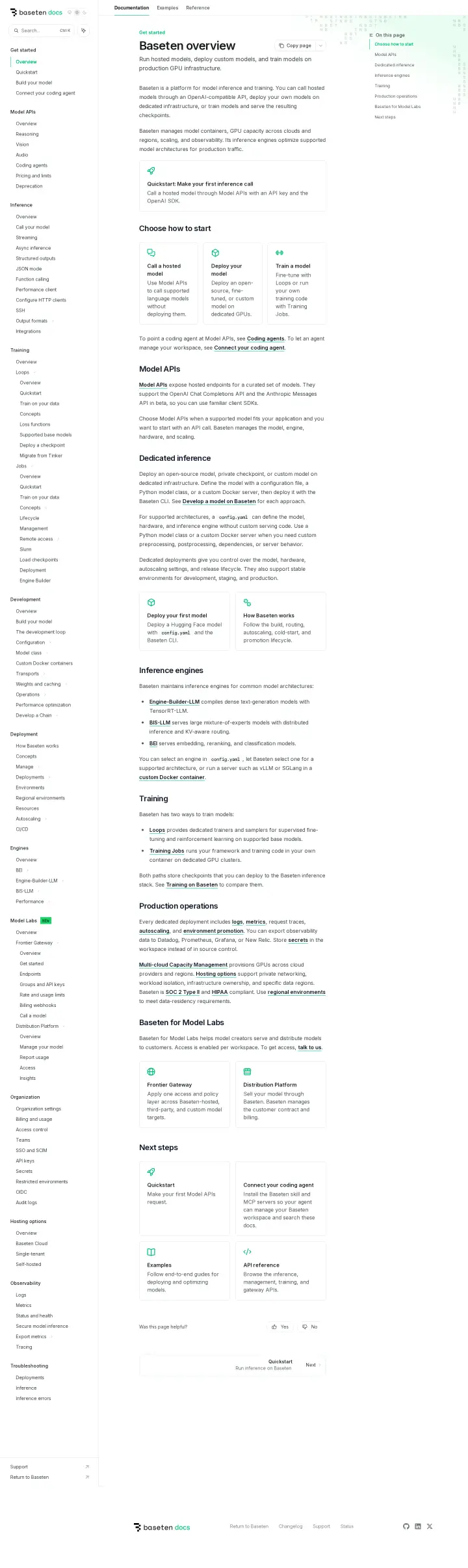 Baseten docs, captured Aug 28, 2026