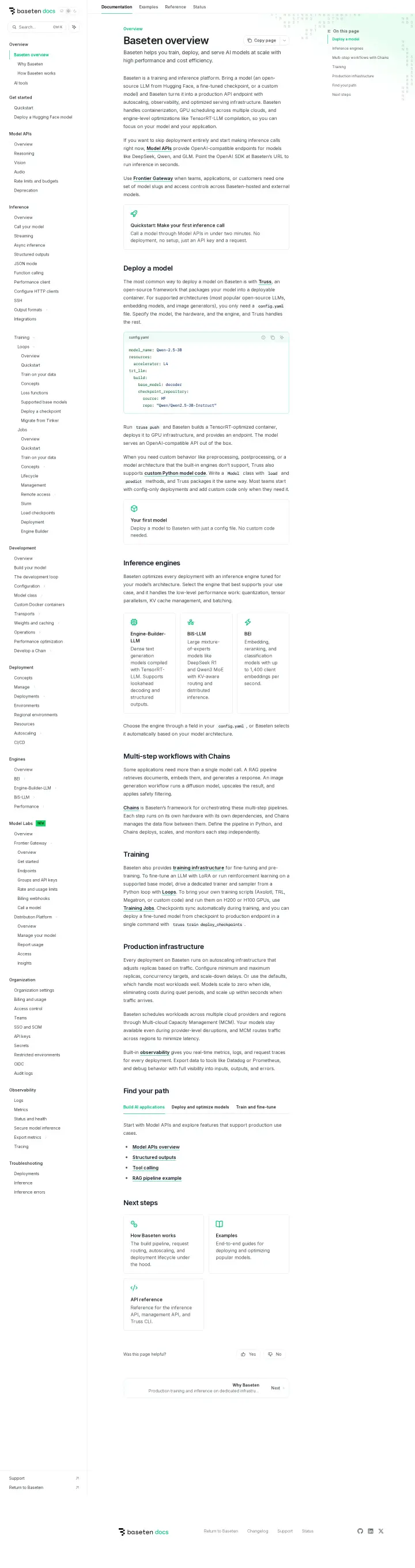 Baseten docs, captured Aug 4, 2026