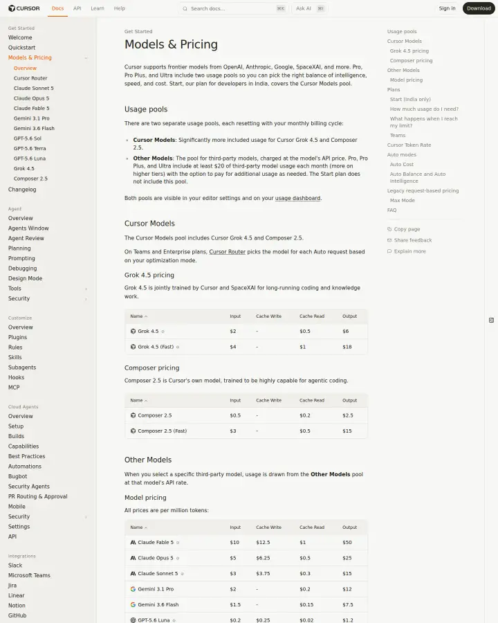Cursor (Anysphere) docs-pricing, captured Aug 6, 2026