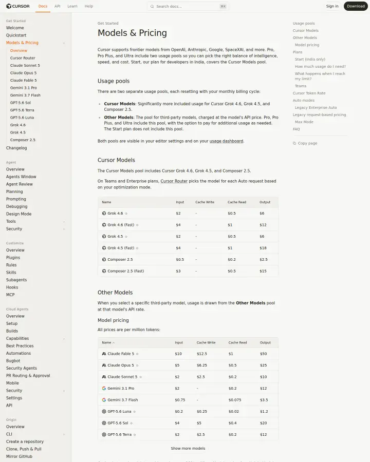 Cursor (Anysphere) docs-pricing, captured Aug 26, 2026