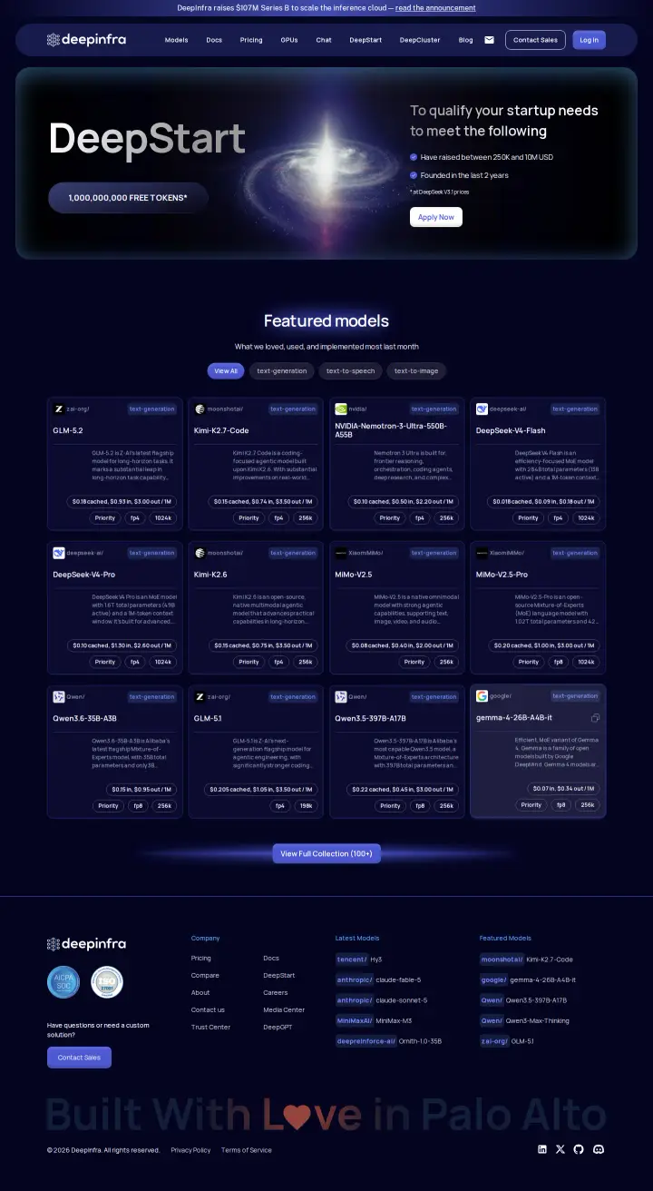 DeepInfra startup-credits, captured Jul 14, 2026