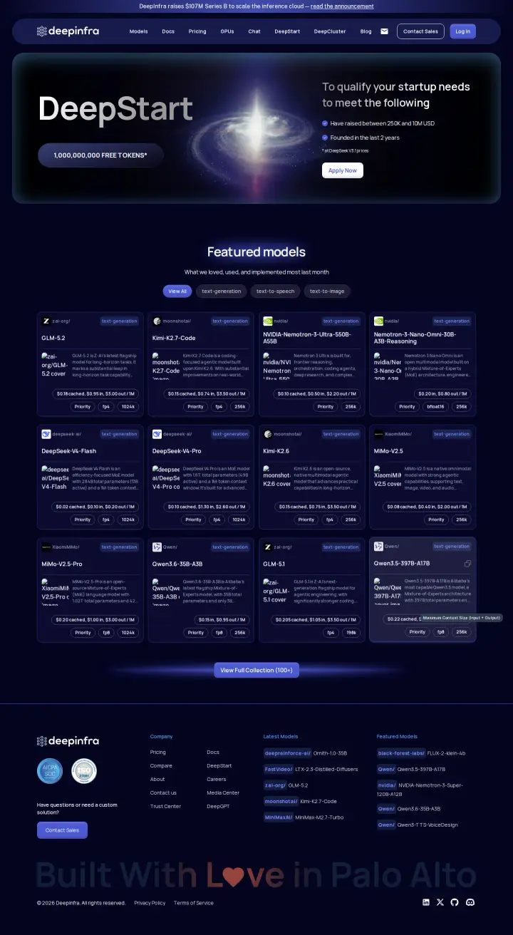DeepInfra startup-credits, captured Jun 30, 2026