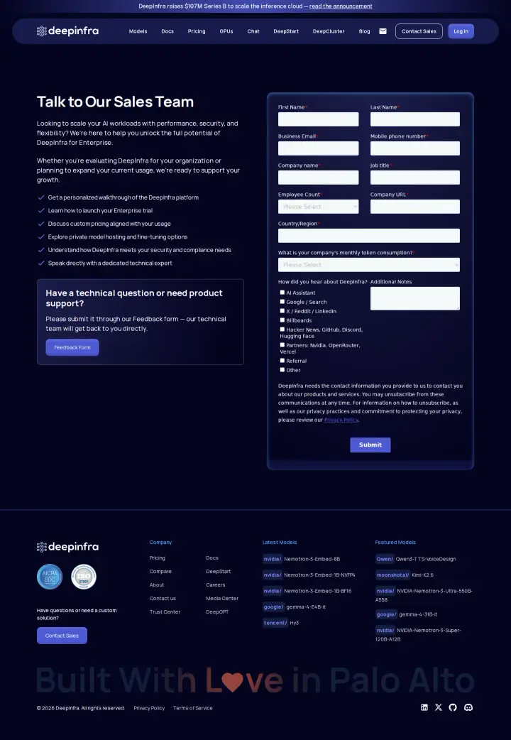 DeepInfra enterprise, captured Jul 21, 2026