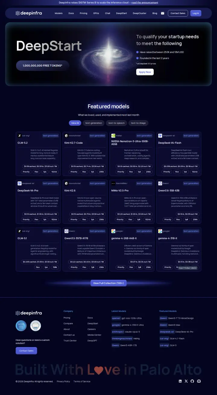 DeepInfra startup-credits, captured Jul 29, 2026