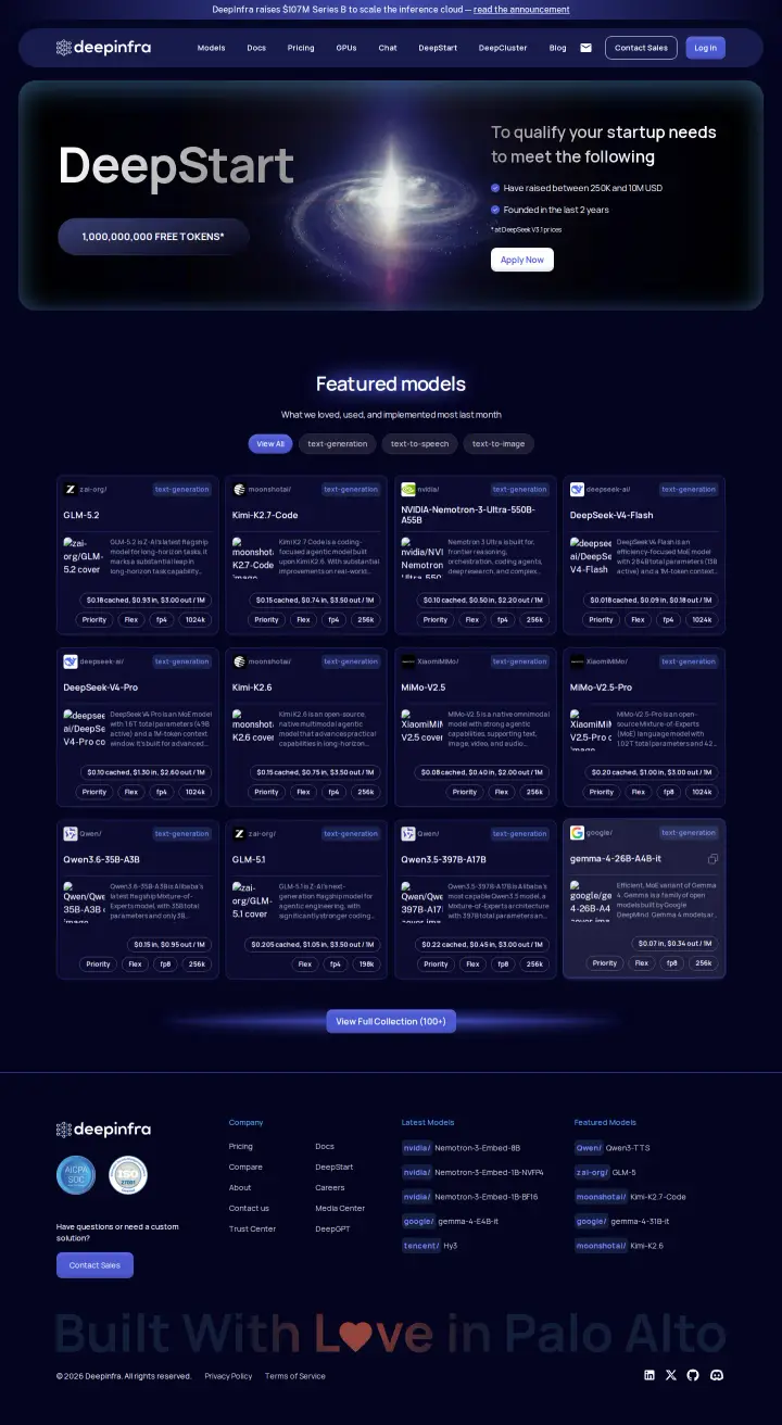 DeepInfra startup-credits, captured Jul 21, 2026