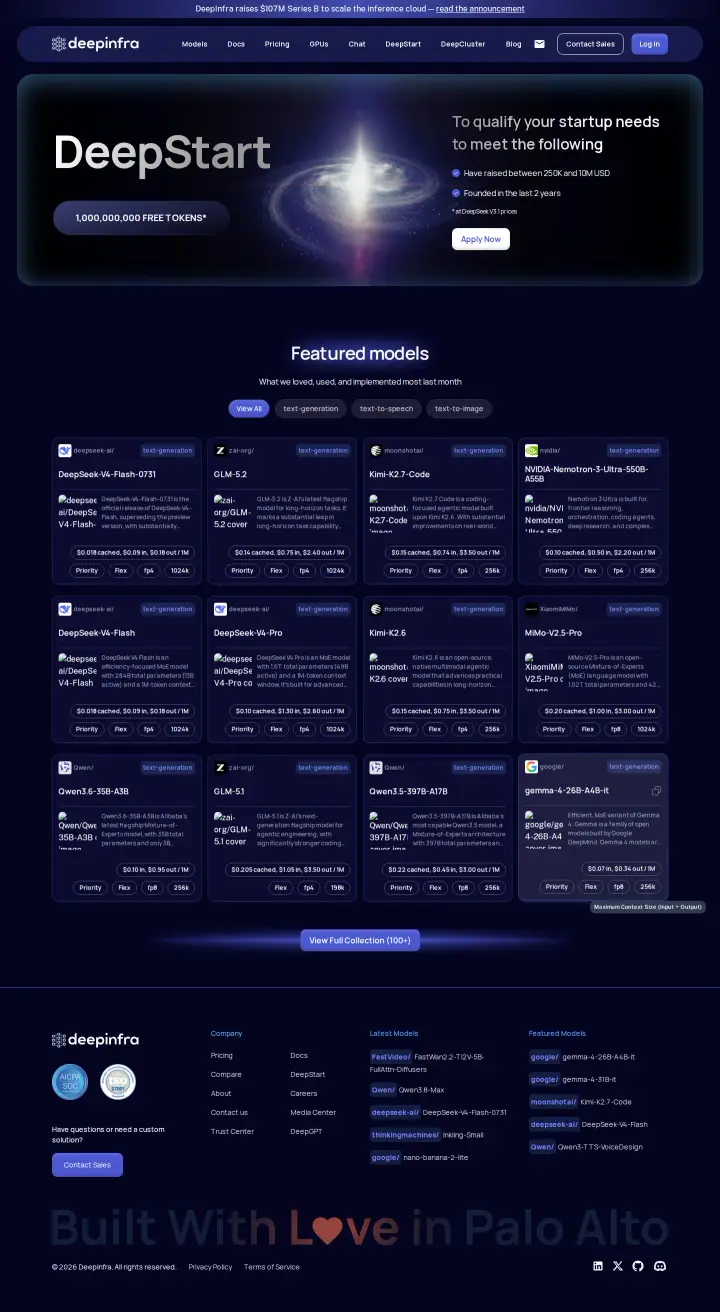 DeepInfra startup-credits, captured Aug 4, 2026