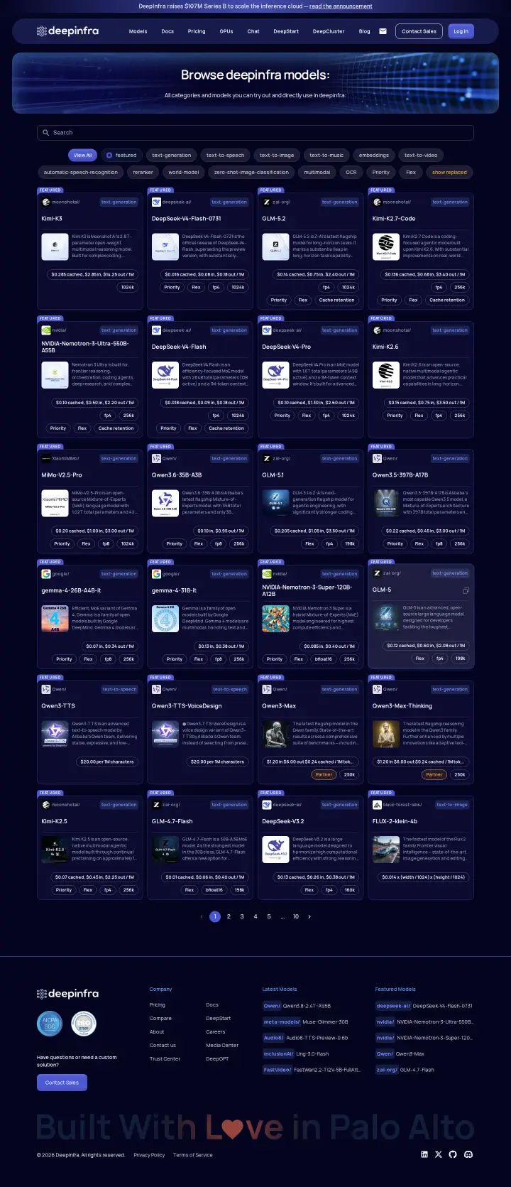 DeepInfra models, captured Aug 14, 2026