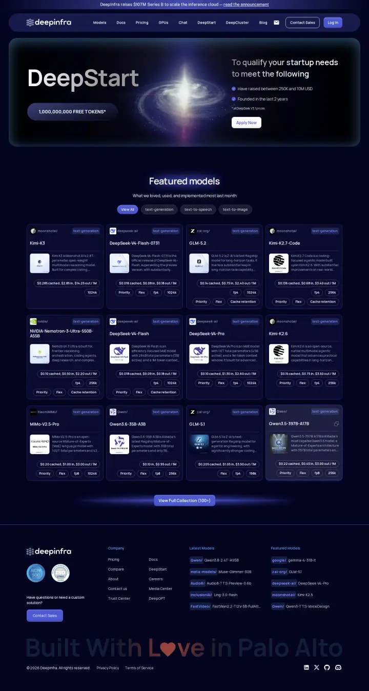 DeepInfra startup-credits, captured Aug 14, 2026