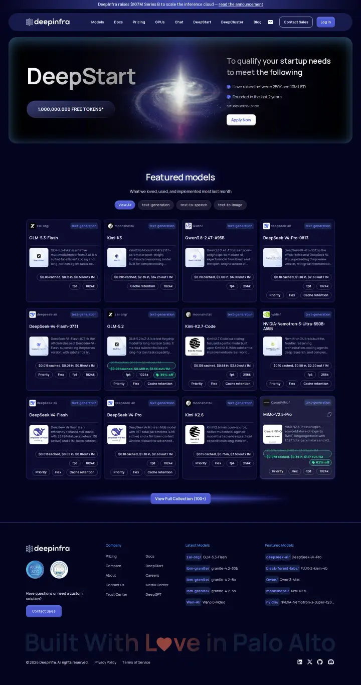 DeepInfra startup-credits, captured Aug 28, 2026