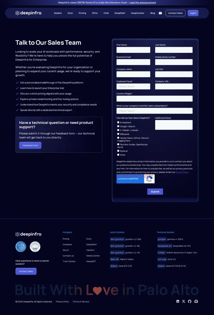DeepInfra enterprise, captured Aug 26, 2026