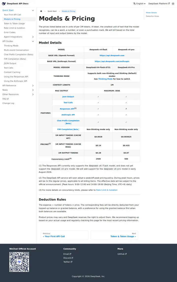 DeepSeek api-pricing, captured Aug 5, 2026