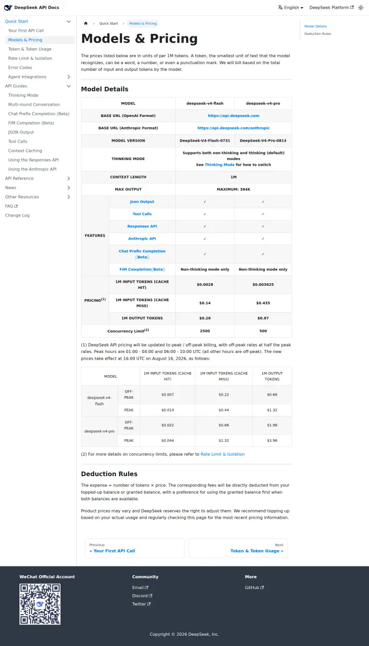DeepSeek api-pricing, captured Aug 14, 2026
