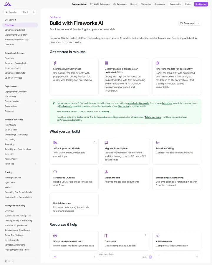 Fireworks AI docs, captured Aug 25, 2026