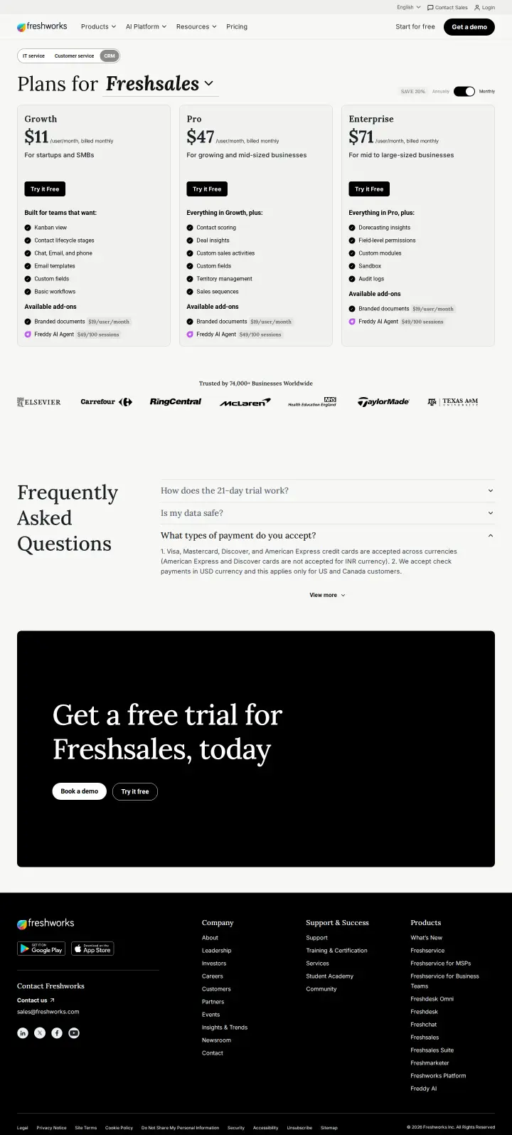Freshworks freshsales-pricing-monthly, captured Jul 21, 2026