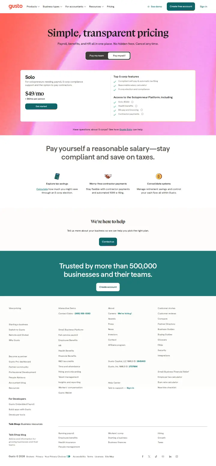 Gusto main-pay-myself, captured Sep 21, 2026