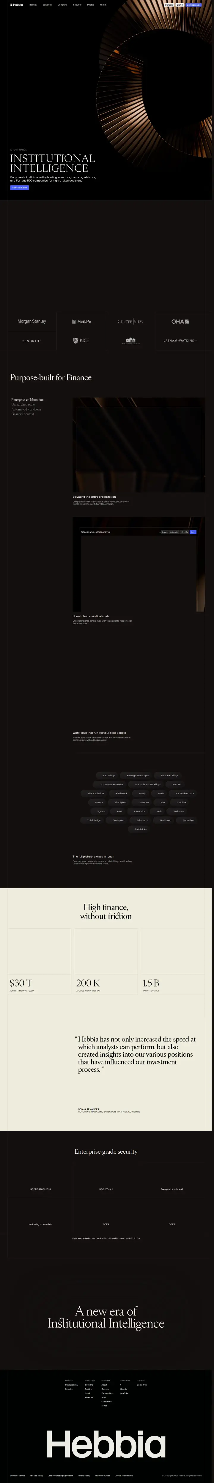 Hebbia homepage, captured Jul 29, 2026