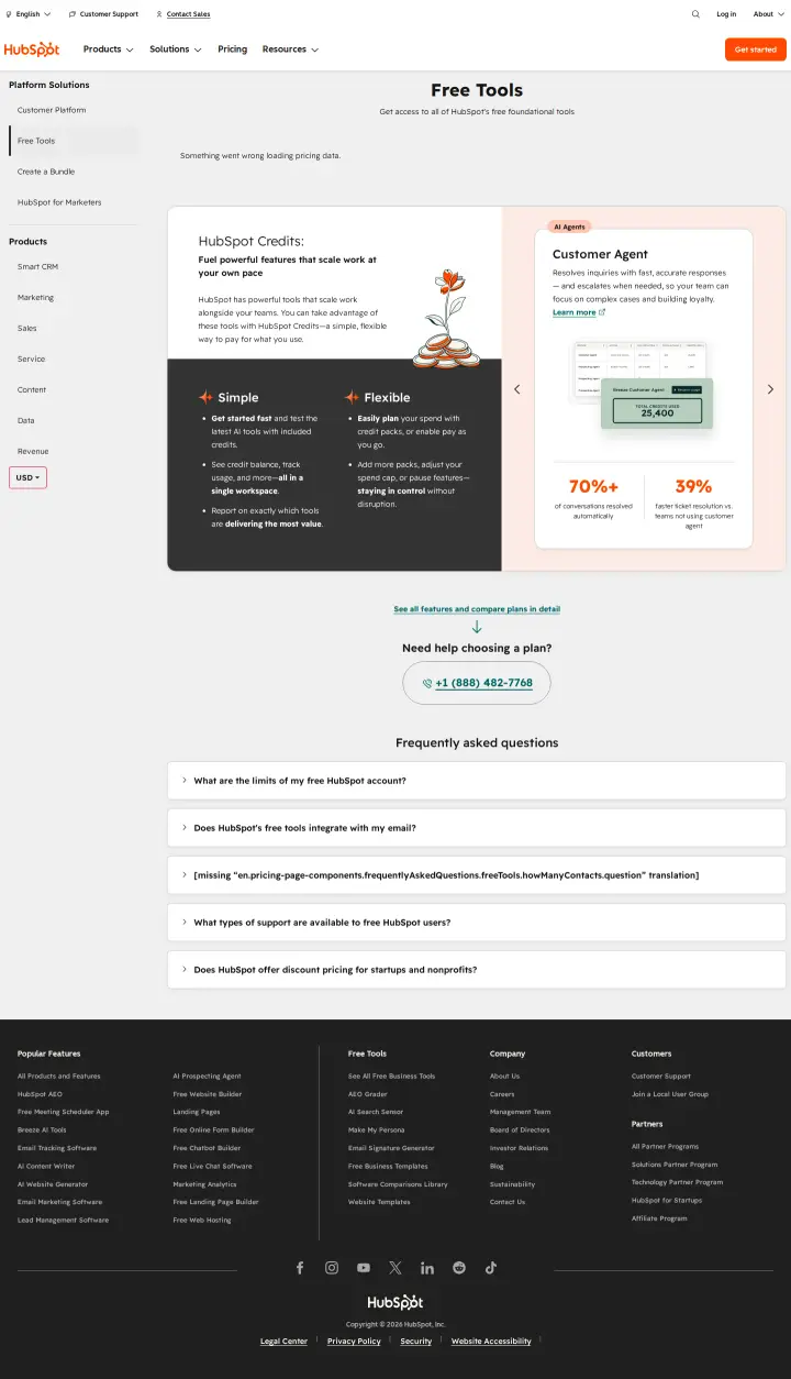 HubSpot hubspot-crm-pricing-service, captured Jul 14, 2026