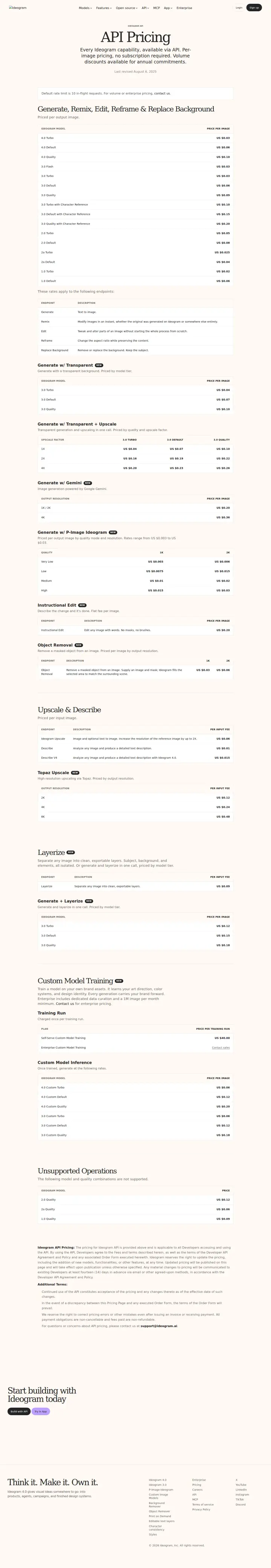 Ideogram api-pricing, captured Aug 4, 2026