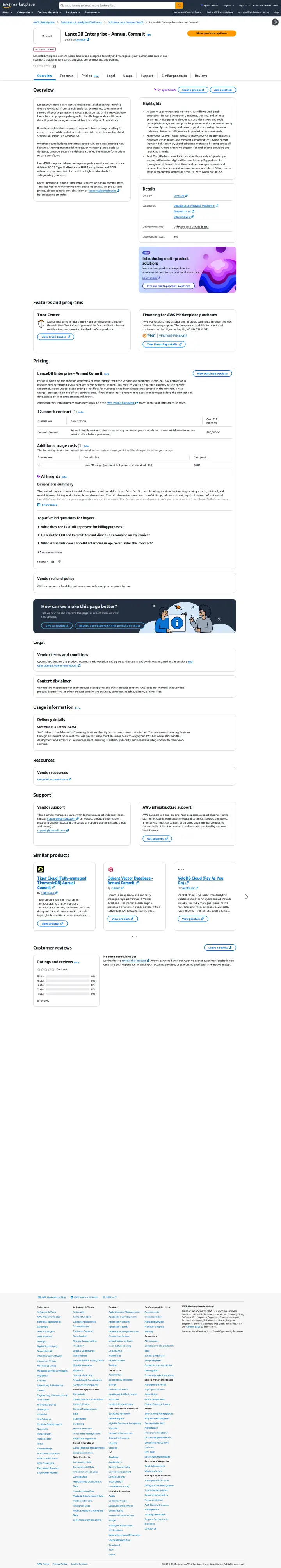 LanceDB enterprise-aws-marketplace, captured Aug 28, 2026