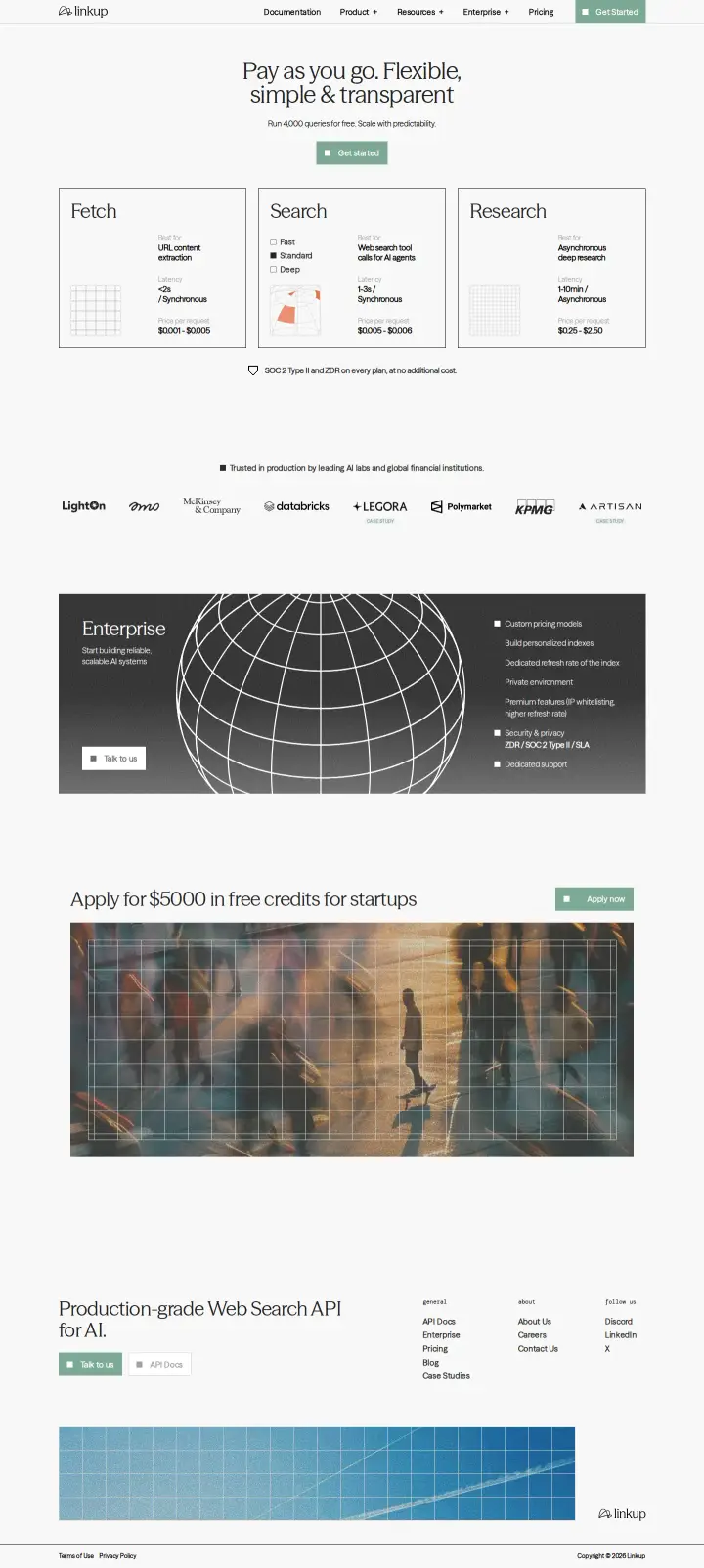 Linkup main-standard, captured Jul 14, 2026