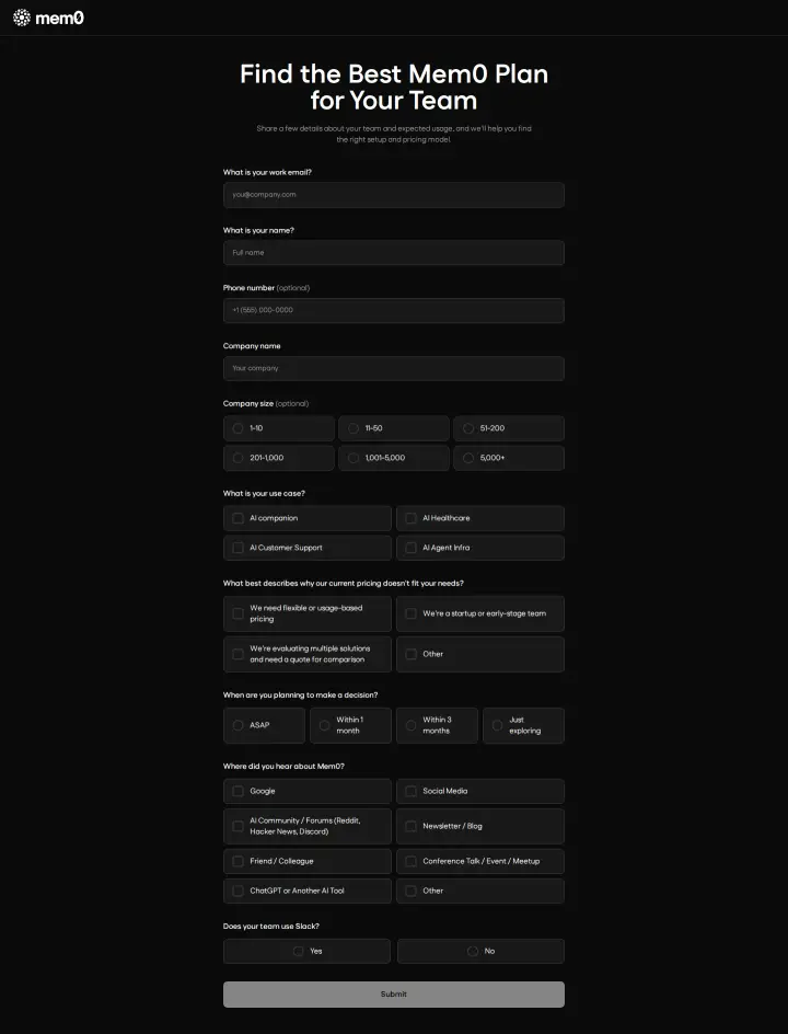 Mem0 enterprise, captured Jul 21, 2026