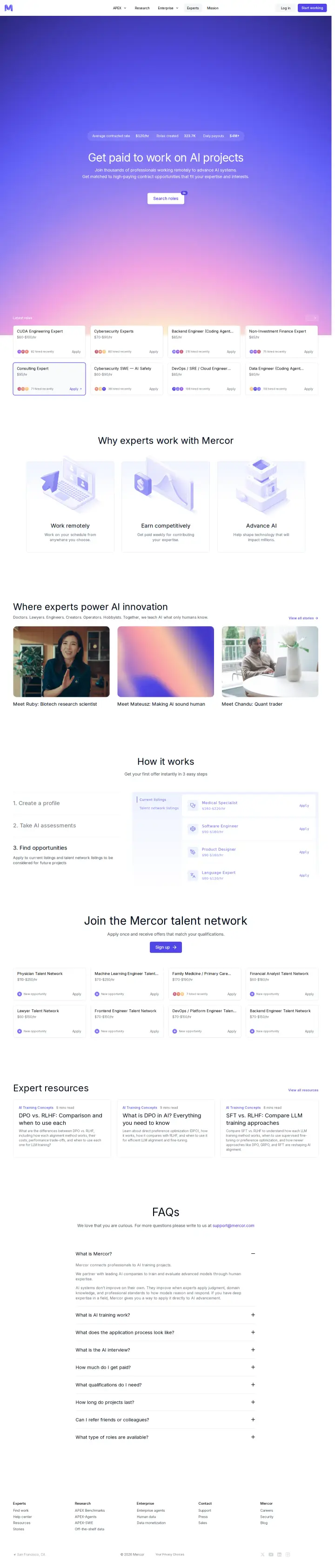 Mercor main, captured Jul 29, 2026
