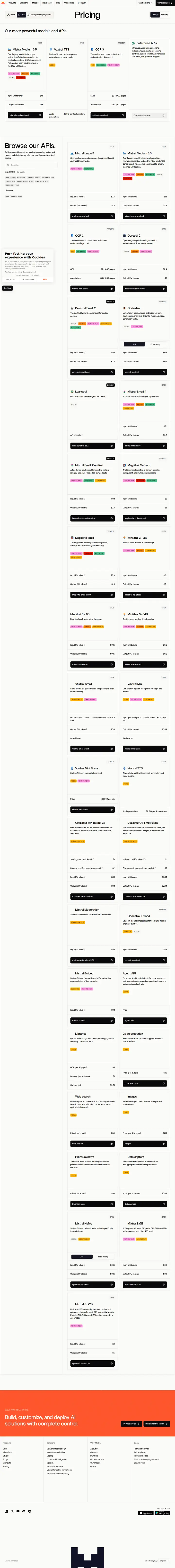 Mistral AI api-pricing, captured May 31, 2026
