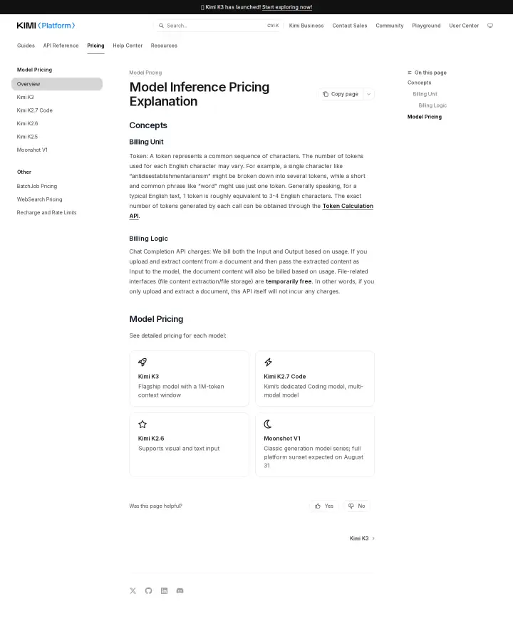 Moonshot AI api-pricing, captured Aug 4, 2026