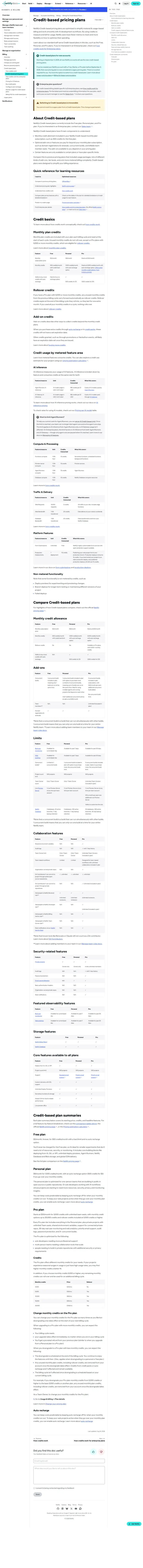 Netlify credit-plans (docs), captured Aug 25, 2026