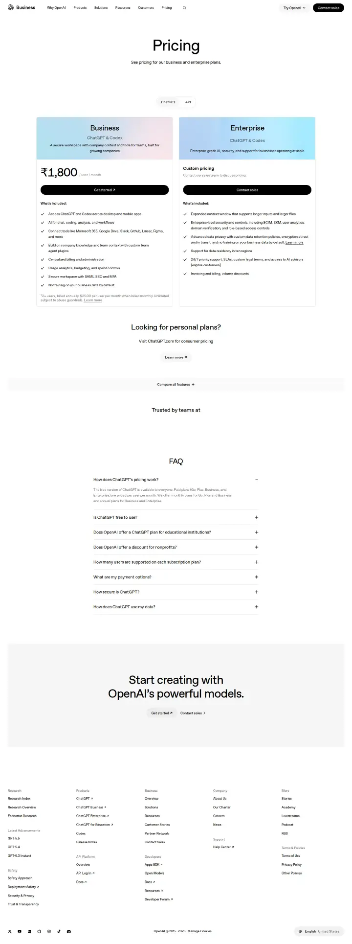OpenAI api-pricing-business, captured Jun 30, 2026