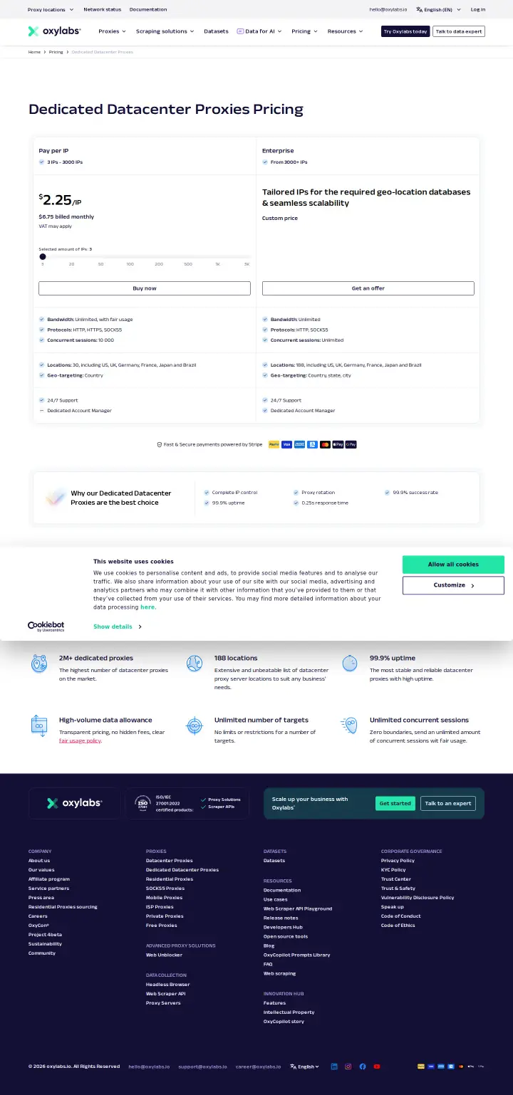 Oxylabs dedicated-datacenter-proxies, captured Jul 6, 2026
