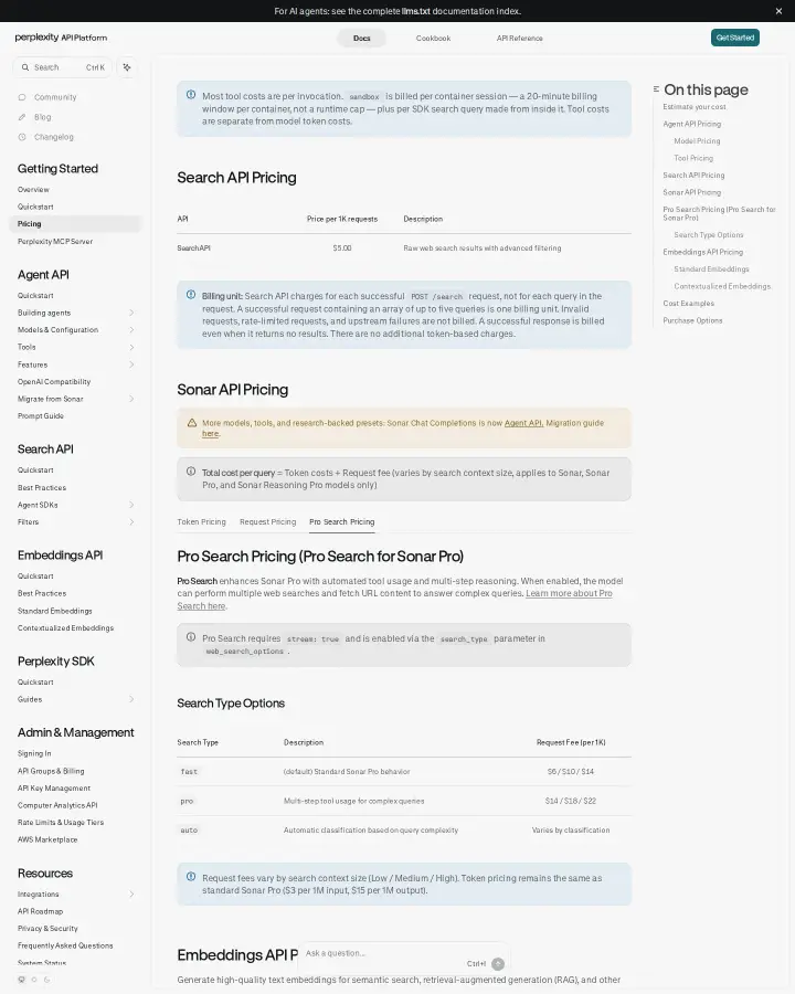 Perplexity AI api-pricing-pro-search-pricing, captured Jul 29, 2026