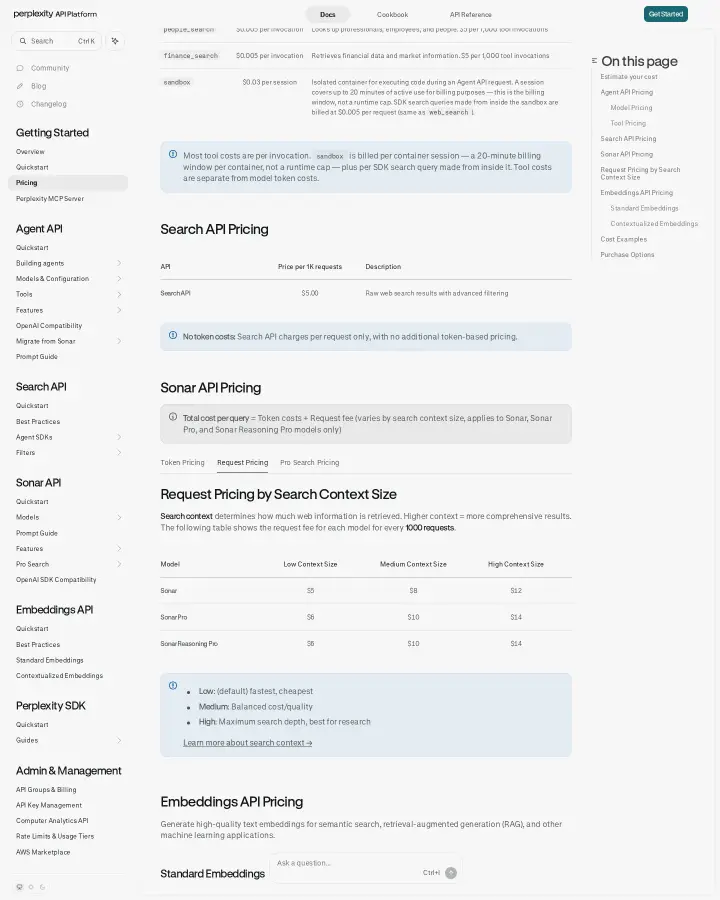 Perplexity AI api-pricing-request-pricing, captured Jul 21, 2026