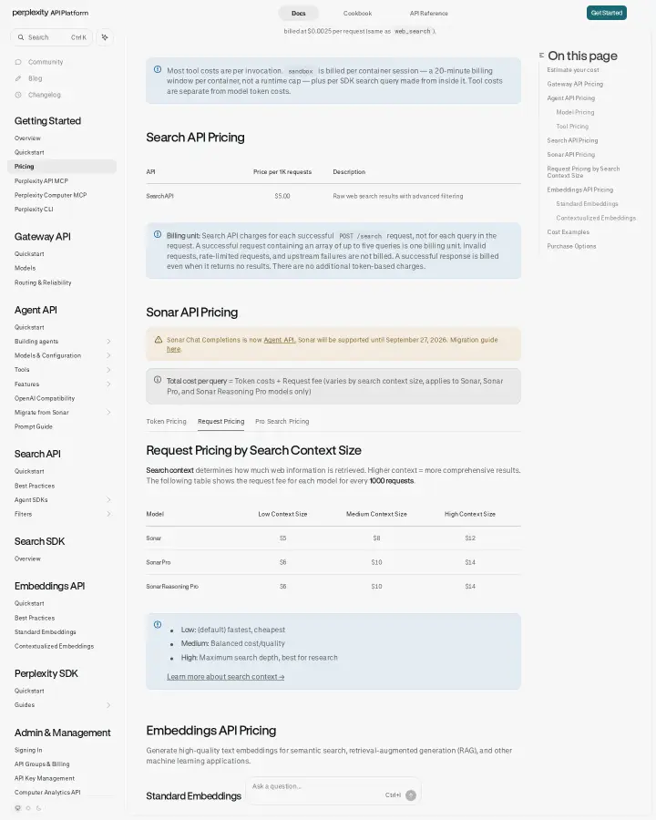 Perplexity AI api-pricing-request-pricing, captured Aug 14, 2026