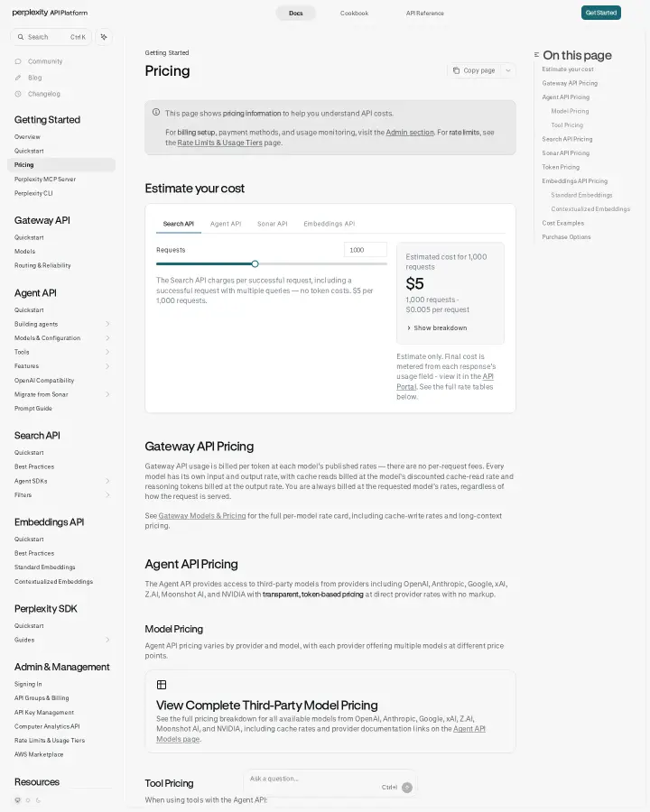 Perplexity AI api-pricing-token-pricing, captured Aug 11, 2026