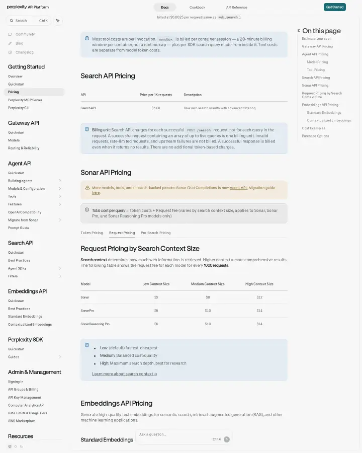 Perplexity AI api-pricing-request-pricing, captured Aug 11, 2026