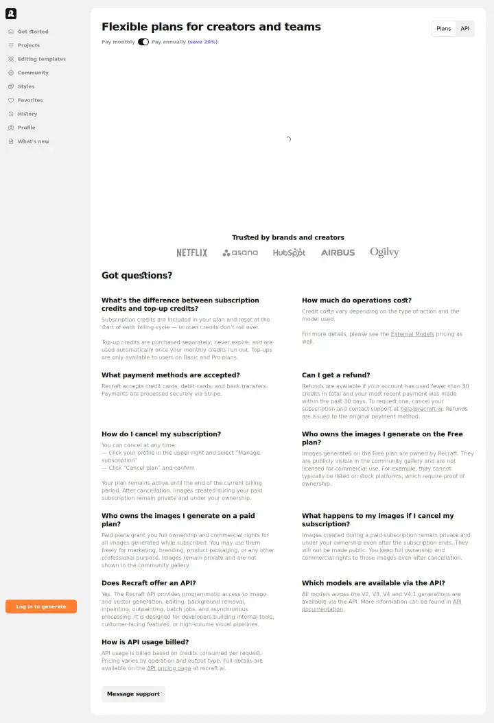 Recraft main-monthly, captured Jul 14, 2026