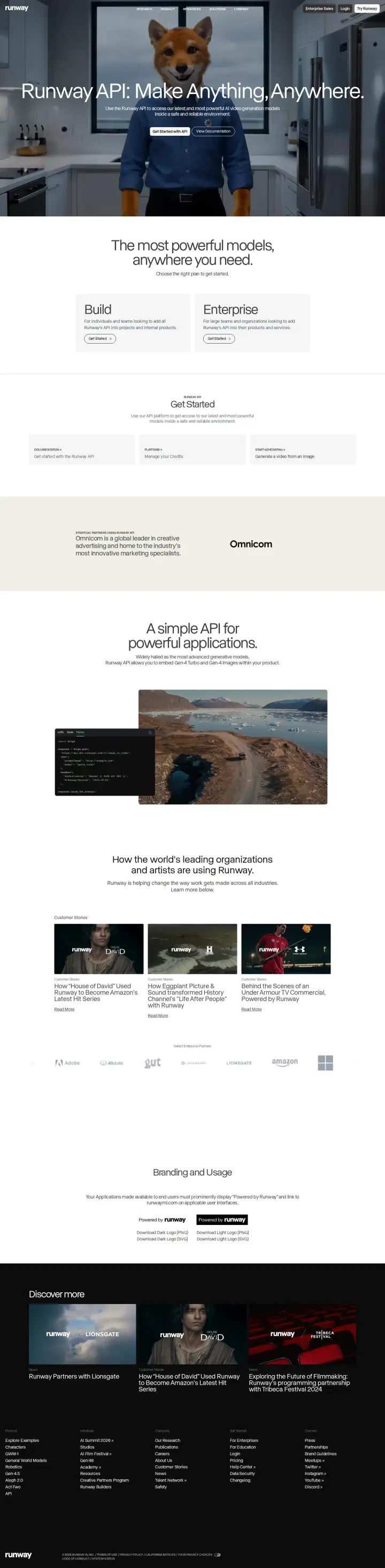 Runway api-product, captured May 31, 2026