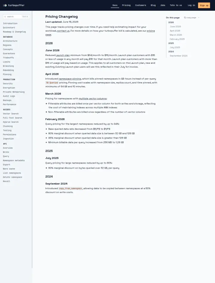 turbopuffer docs-pricing, captured Jul 22, 2026