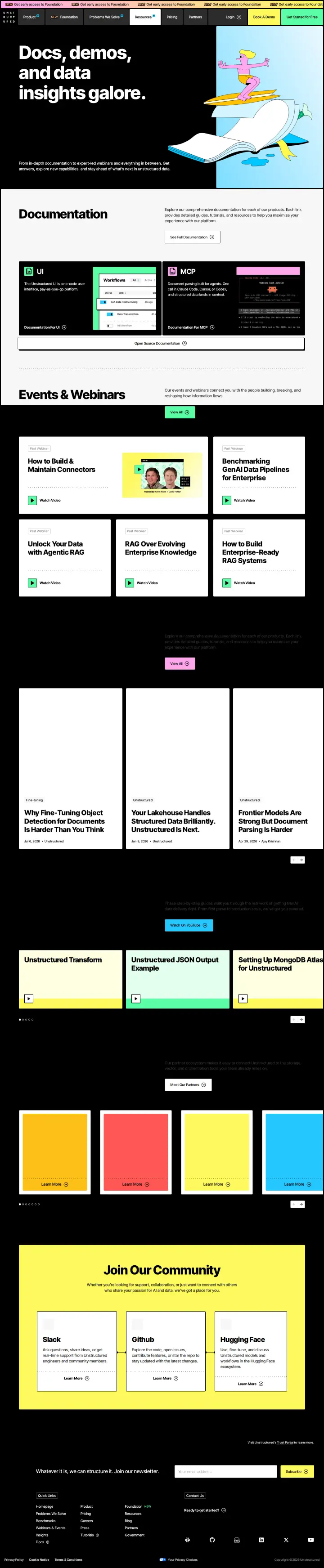 Unstructured For Developers, captured Jul 14, 2026