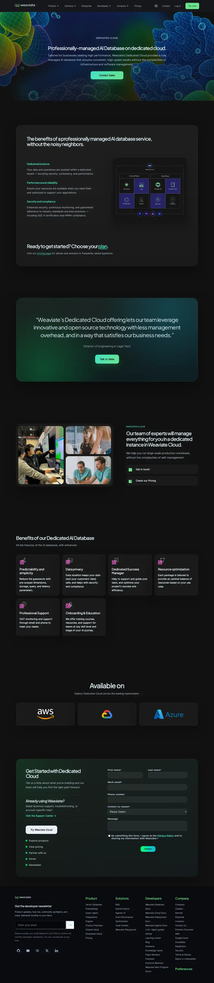 Weaviate dedicated-enterprise, captured Jul 6, 2026