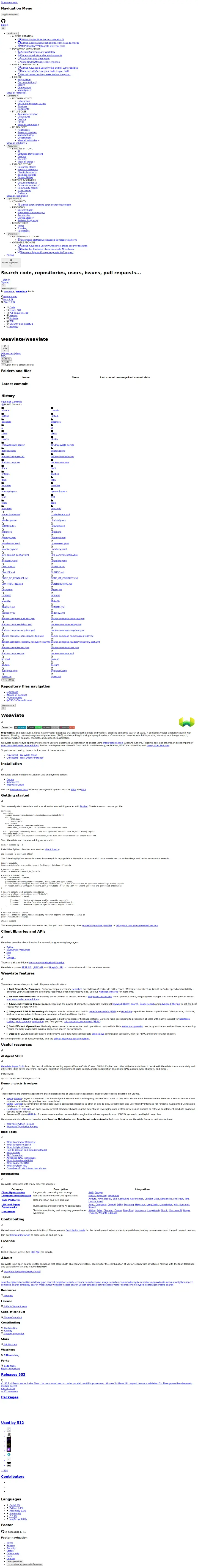 Weaviate open-source, captured Jul 6, 2026