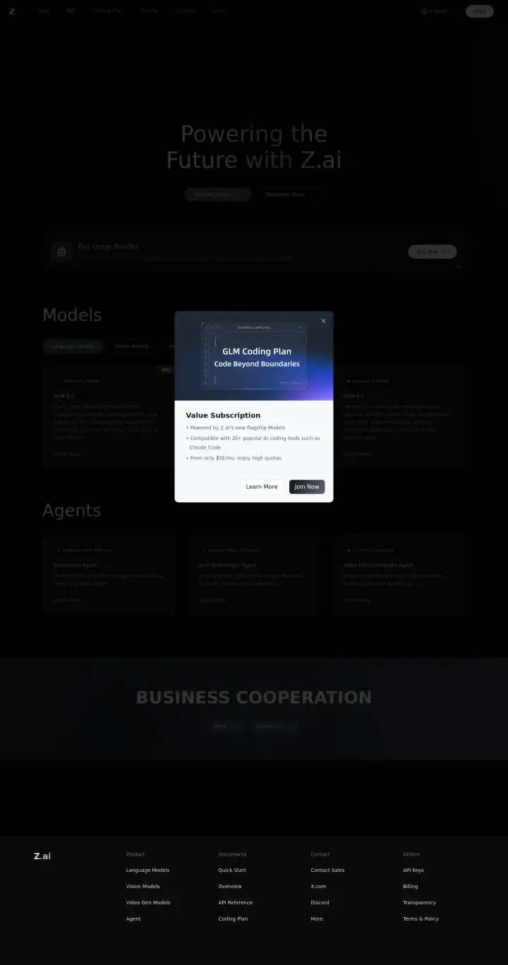 Zhipu AI api-pricing-usd, captured Oct 5, 2026
