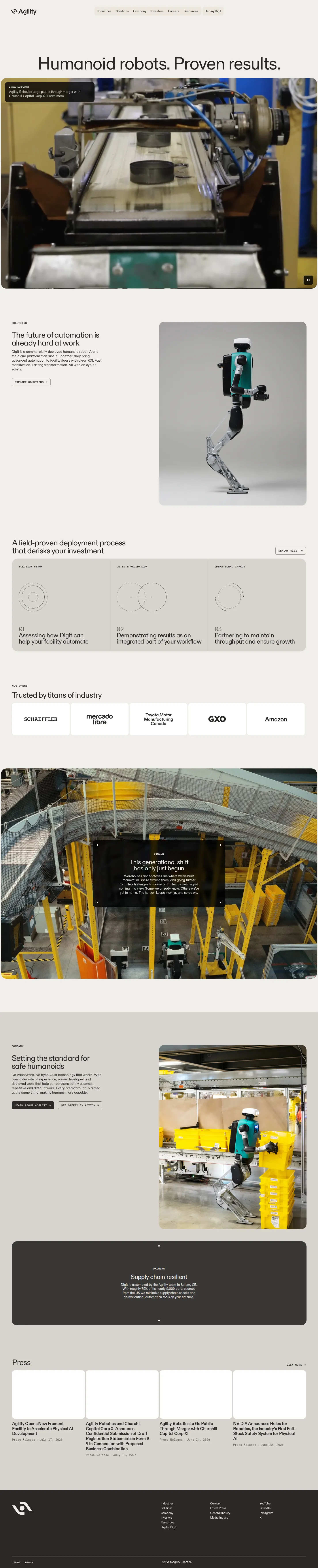 Agility to go public via SPAC merger — commercial model unchanged, still no published price - Verified 2026-07-23: agilityrobotics.com/pricing still returns a 404 and Digit r