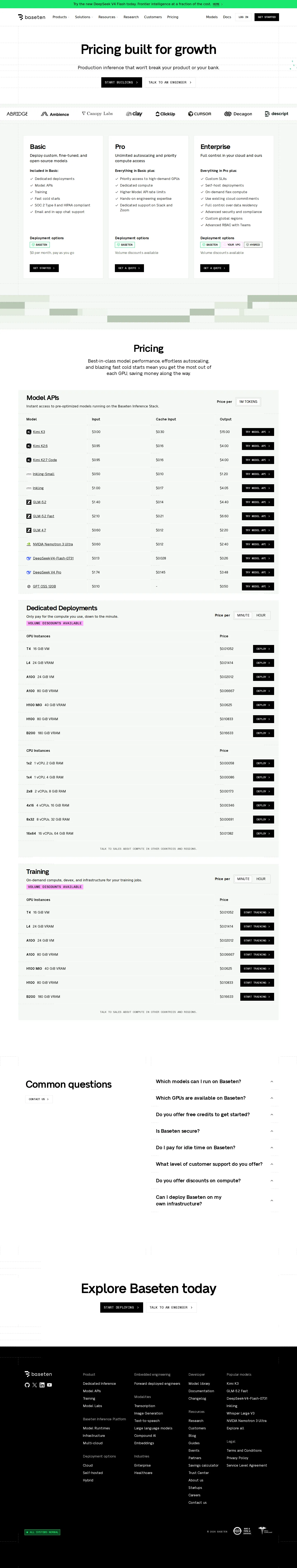 Model APIs Catalog Grows to Twelve Models; DeepSeek V4 Renamed Pro - Six days after growing to ten models, Baseten added DeepSeek-V4-Flash-0731 ($0.1