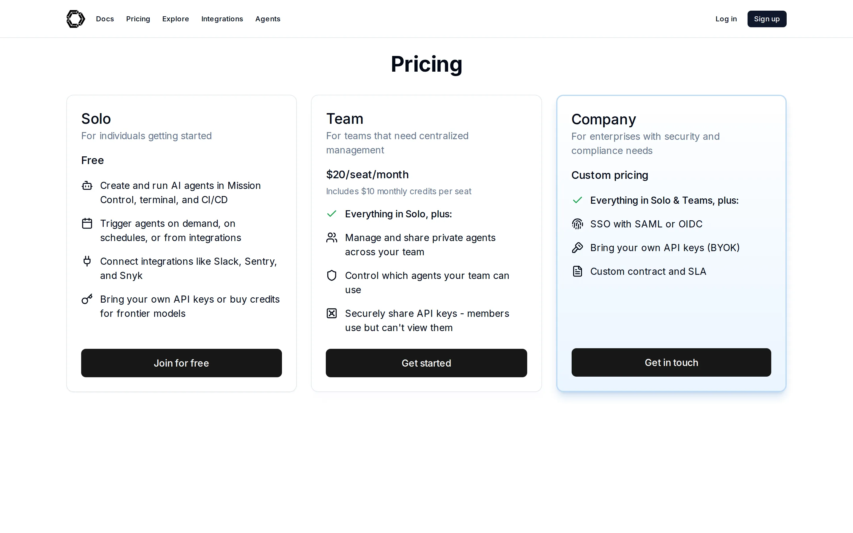 First paid pricing page goes live (Solo / Team / Company) - continue.dev/pricing first returns HTTP 200 (the 2025-12-29 capture was a 404). 